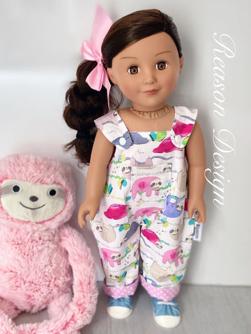 Large doll reversible overalls