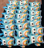 Bright blue mini owl decorations 