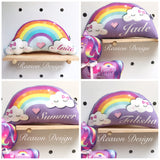 Personalised Bright Rainbow Cloud cushion 35cm
