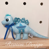 Personalised blue polka dot dinosaur