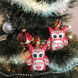 Mini Owl Personalised Decoration, girls/boys/xmas