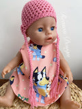 Doll hats - crochet beanies & fabric bonnets