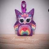 Purple rainbow mini owl decoration