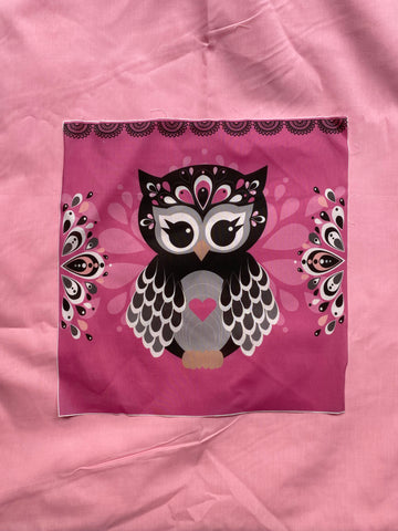 Cotton owl fabric panels 30x30cms DIY