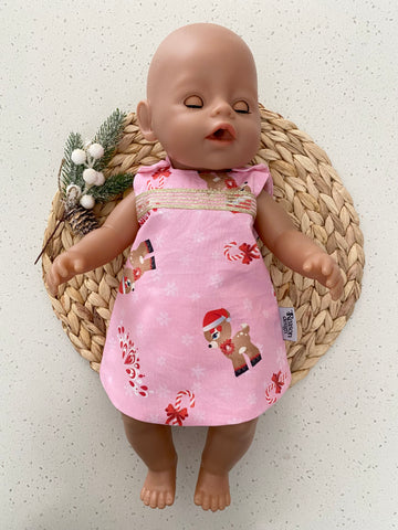 Doll reversible Christmas dresses