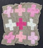 Pink cross handmade crochet blanket 