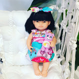38cm asian miniland doll dress holding care bears