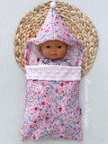 Doll sleeping bag with hood