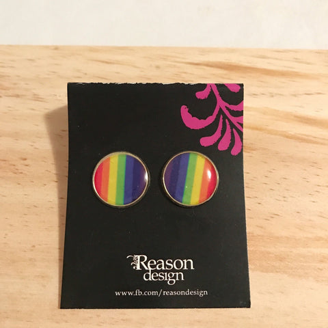 Rainbow resin stud earrings