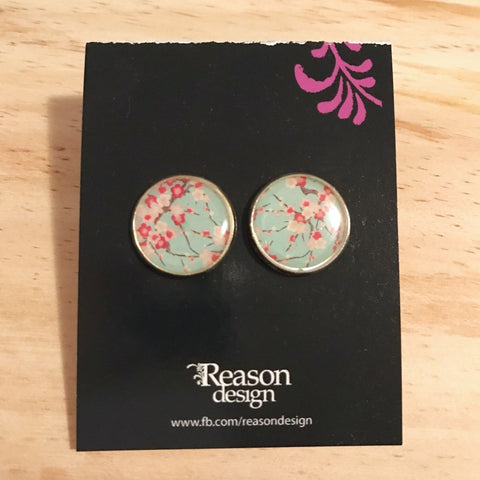 Cherry blossom resin stud earrings